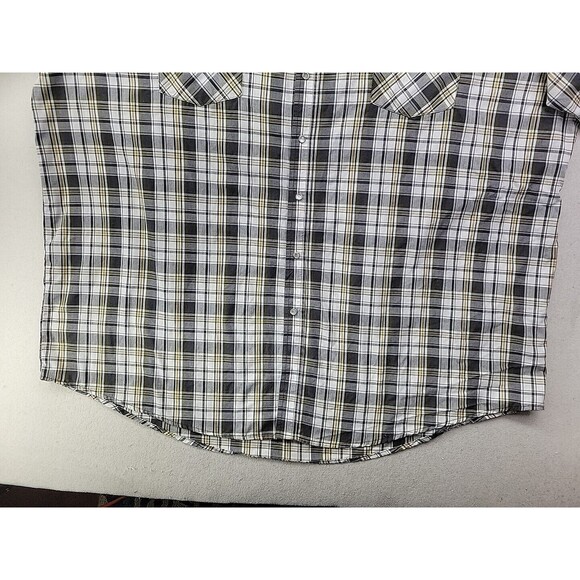 ELY CATTLEMAN Big Man 3X Plaid Short Sleeve Pearl Snap Button Down Shirt Gray - Picture 4 of 10